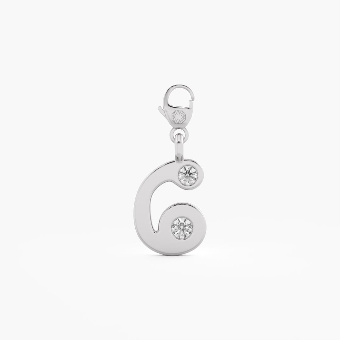 Lab Grown Diamond Numerical 'Number 6' Charm in 9K White Gold (0.10 ct. tw.)