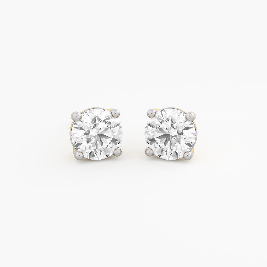 Classic Round Lab Grown Diamond Stud Earrings in 18K Yellow Gold (2.00 ct. tw.)