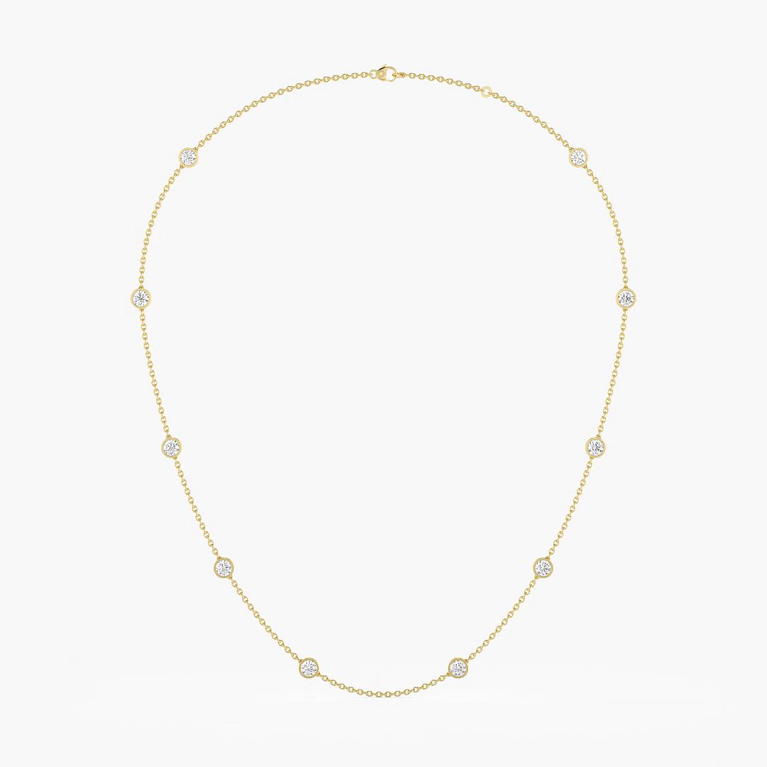 Classic Round Cut Lab Grown Diamond By The Yard Necklace in  in 14K Yellow Gold (1.00 ct. tw.)